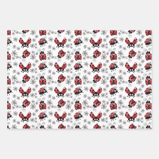 Cute Whimsical Ladybugs Inpakpapier Vel (Voorkant)