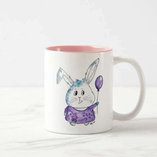 Cute Whimsical Little Bunny Tweekleurige Koffiemok (Rechts)