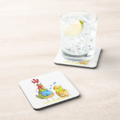 Cute Whimsical Mama Chicken met Baby Bier Onderzetter (Rechterzijde)