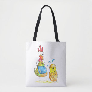 Cute Whimsical Mama Chicken met Baby Draagtas