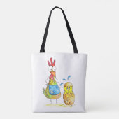 Cute Whimsical Mama Chicken met Baby Draagtas (Achterkant)