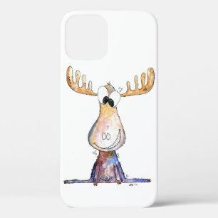 Cute Whimsical Moose iPhone 12 Hoesje