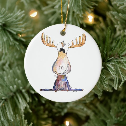 Cute Whimsical Moose Keramisch Ornament (Boom)