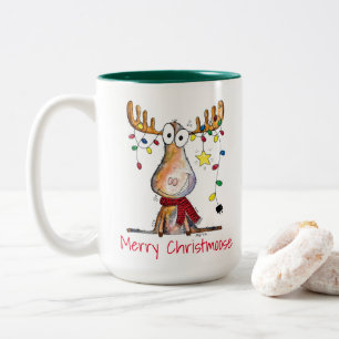 Cute Whimsical-Moose Mok met tweetone koffie