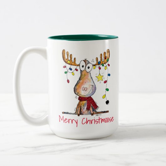 Cute Whimsical-Moose Mok met tweetone koffie (Links)