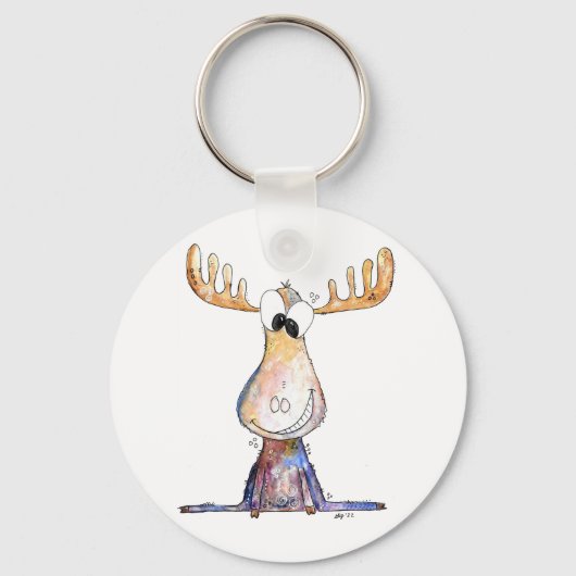 Cute Whimsical Moose Sleutelhanger (Voorkant)