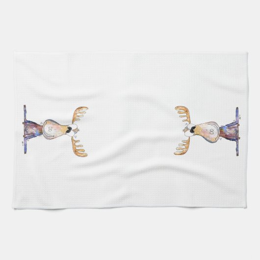 Cute Whimsical Moose Theedoek (Horizontaal)