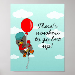 Cute Whimsical Motivatie Bird Illustration Poster