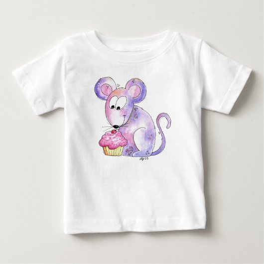 Cute Whimsical Mouse met Cupcake (Voorkant)