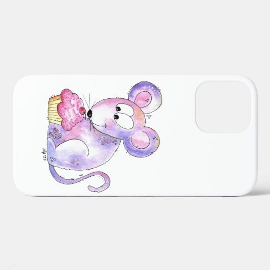 Cute Whimsical Mouse met Cupcake Case-Mate iPhone Case (Achterkant (horizontaal))