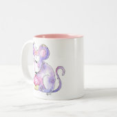 Cute Whimsical Mouse met Cupcake Tweekleurige Koffiemok (Voorkant links)