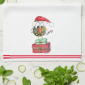 Cute Whimsical Noël Oiseau Serviettes de cuisine (Plié)
