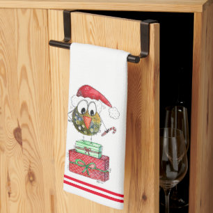 Cute Whimsical Noël Oiseau Serviettes de cuisine