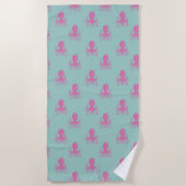 Cute Whimsical Octopus Pattern Aqua Blue en Pink Strandlaken (Voorkant)