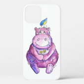 Cute Whimsical Paars Hippo Case-Mate iPhone Case (Achterkant)