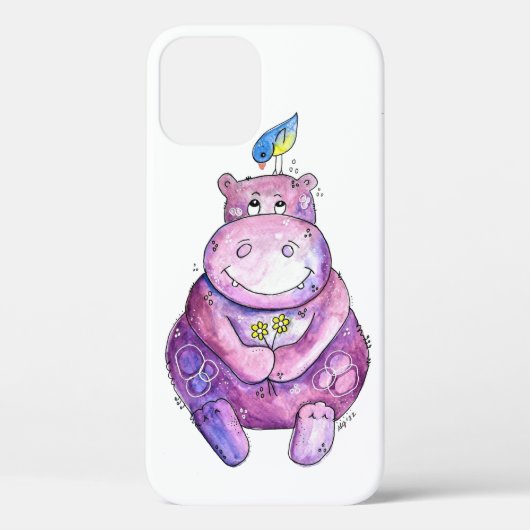 Cute Whimsical Paars Hippo Case-Mate iPhone Case (Achterkant)