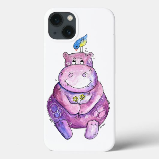 Cute Whimsical Paars Hippo Case-Mate iPhone Case (Achterkant)