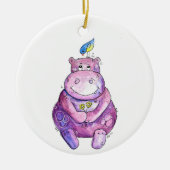 Cute Whimsical Paars Hippo Keramisch Ornament (Voorkant)
