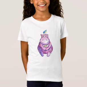 Cute Whimsical Paars Hippo T-shirt