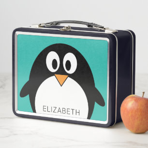 Cute, Whimsical Penguin - aqua blauwgroen douanena