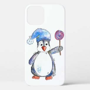 Cute Whimsical Penguin met een Lollipop iPhone 12 Hoesje