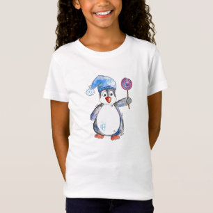 Cute Whimsical Penguin met een Lollipop T-shirt