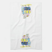 Cute Whimsical Pig. en Koe Theedoek (Verticaal)
