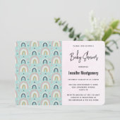 Cute Whimsical Rainbow Pattern Baby shower Kaart (Staand voorkant)