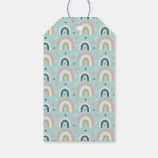 Cute Whimsical Rainbow Pattern Birthday Cadeaulabel (Achterkant)