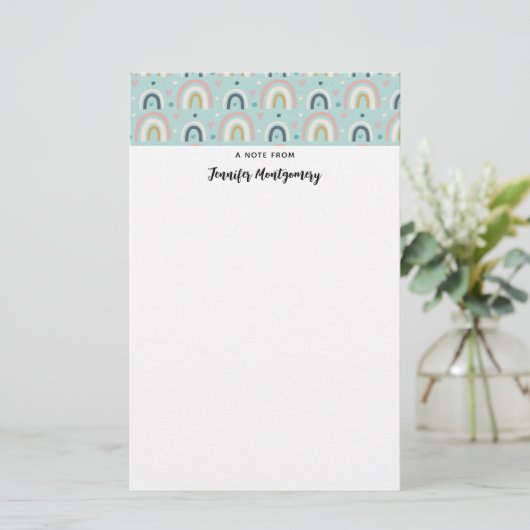 Cute Whimsical Rainbow Pattern Briefpapier (Staand voorkant)