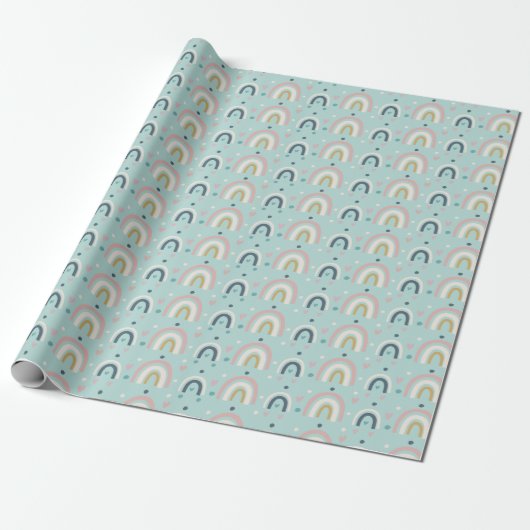 Cute Whimsical Rainbow Pattern Cadeaupapier (Uitgerold)
