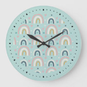 Cute Whimsical Rainbow Pattern Grote Klok (Voorkant)