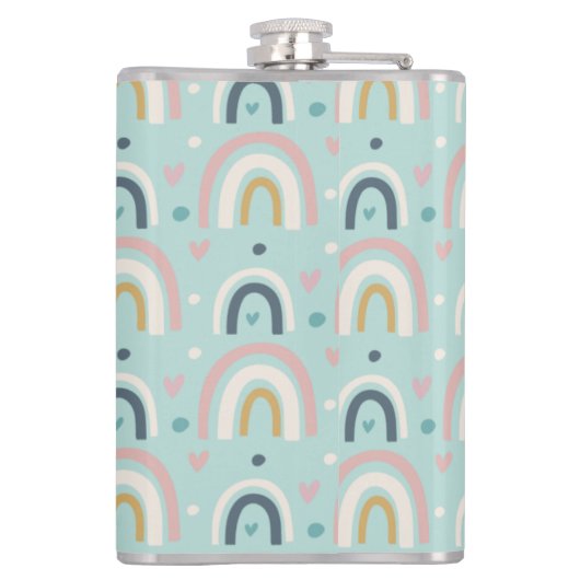 Cute Whimsical Rainbow Pattern Heupfles (Achterkant)