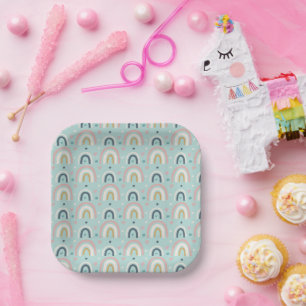 Cute Whimsical Rainbow Pattern Papieren Bordje