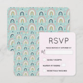 Cute Whimsical Rainbow Pattern RSVP Kaartje (Voorkant / Achterkant)