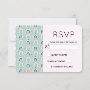 Cute Whimsical Rainbow Pattern RSVP Kaartje