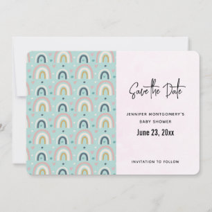 Cute Whimsical Rainbow Pattern Save The Date