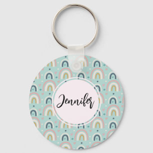 Cute Whimsical Rainbow Pattern Sleutelhanger