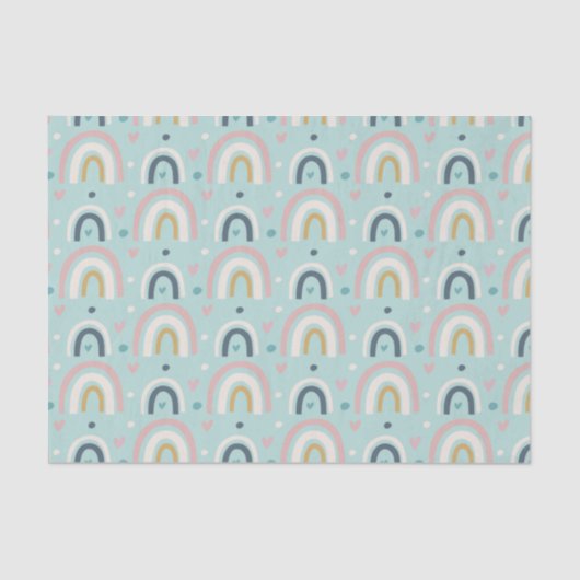 Cute Whimsical Rainbow Pattern Tissuepapier (Voorkant)