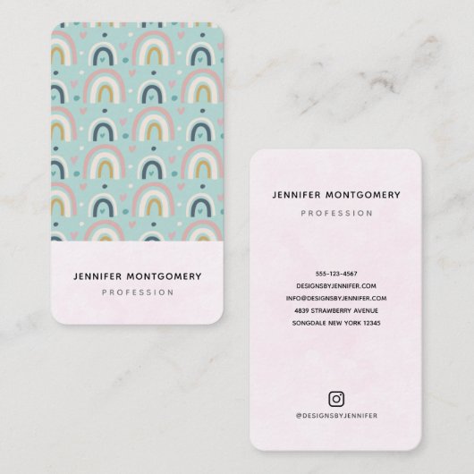 Cute Whimsical Rainbow Pattern Visitekaartje (Voorkant / Achterkant)