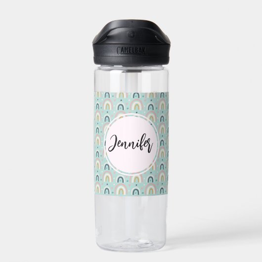 Cute Whimsical Rainbow Pattern Waterfles (Achterkant)
