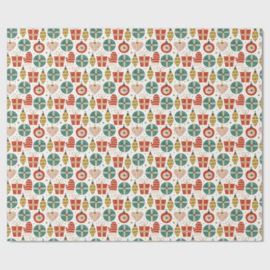 Cute Whimsical Retro Scandinavian Kerstmis Cadeaupapier (Vlak)