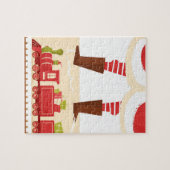 Cute Whimsical Santa Train Funny Blank Kerstmis Legpuzzel (Horizontaal)