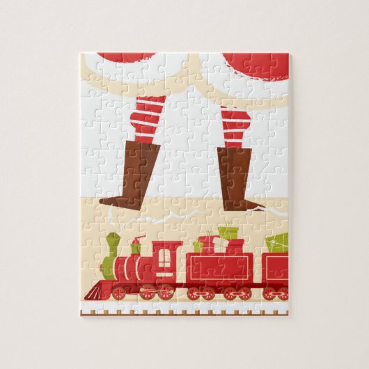 Cute Whimsical Santa Train Funny Blank Kerstmis Legpuzzel (Verticaal)