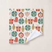 Cute Whimsical Scandinavian Kerstroze Bad Handdoek (Wasdoekje)