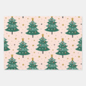 Cute Whimsical  Scandinavian Kerstroze Inpakpapier Vel (Voorkant)