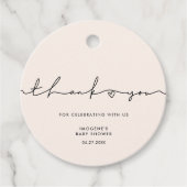 Cute whimsical script Baby shower Bedankjes Labels (Voorkant)