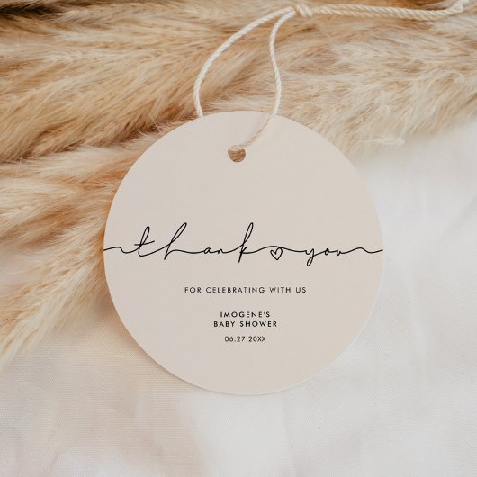 Cute whimsical script Baby shower Bedankjes Labels