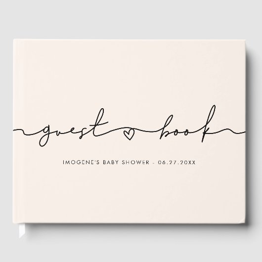 Cute whimsical script Baby shower Gastenboek (Voorkant)