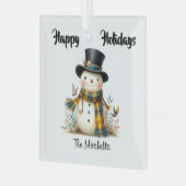 Cute Whimsical Snowman Glass Ornament  (Voorkant links)